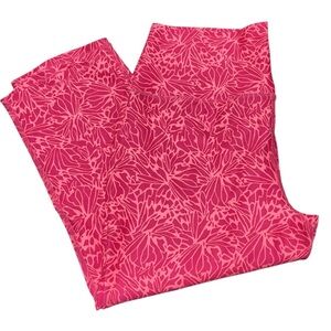 Pink Patterned Capri Yoga Leggings